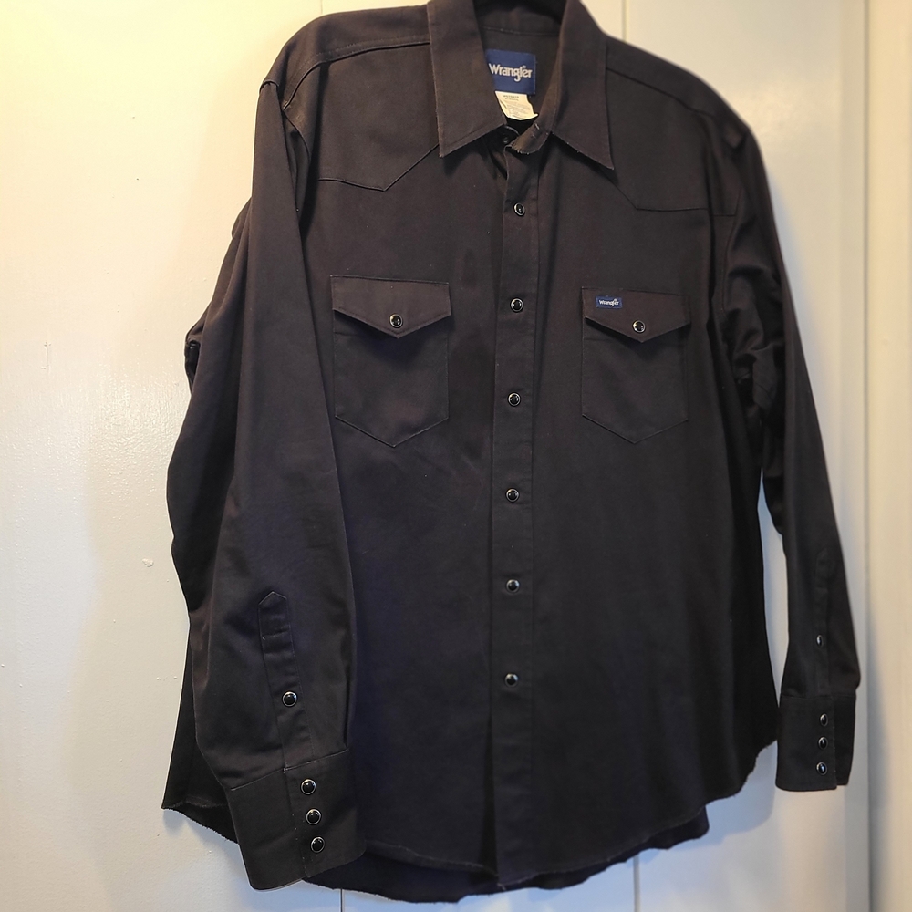 Wrangler Black Casual Button Down Shirt Size XL
